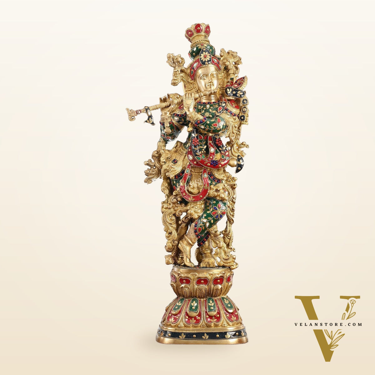 Divine Brass Handcrafted Ever Smiling Krishna Kanhaiya Statue 29"