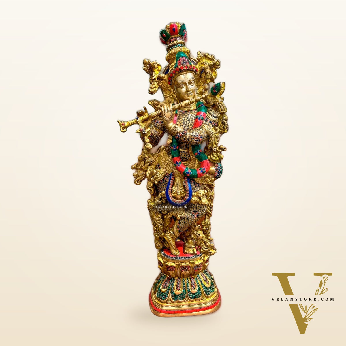 Divine Brass Handcrafted Ever Smiling Krishna Kanhaiya Statue 29"