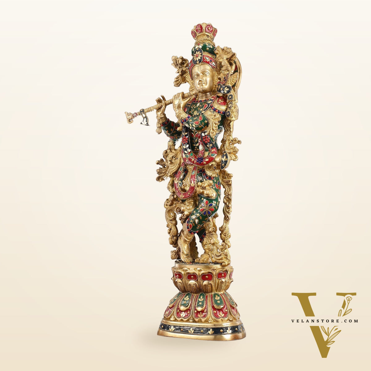 Divine Brass Handcrafted Ever Smiling Krishna Kanhaiya Statue 29"