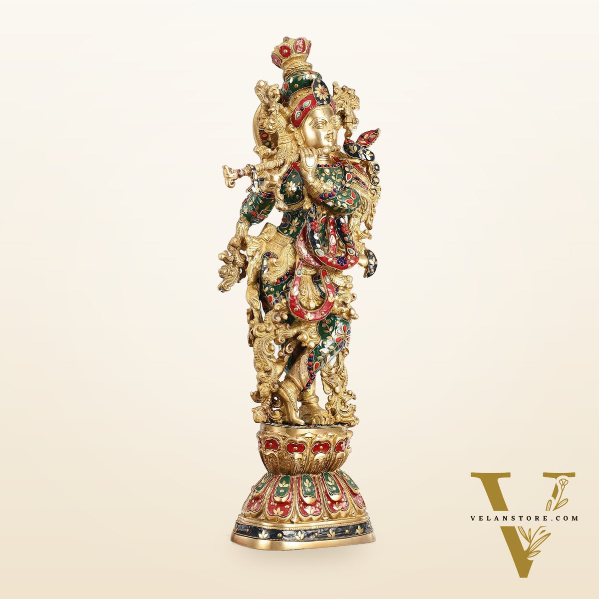 Divine Brass Handcrafted Ever Smiling Krishna Kanhaiya Statue 29"