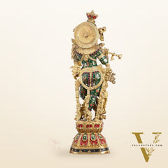 Divine Brass Handcrafted Ever Smiling Krishna Kanhaiya Statue 29"
