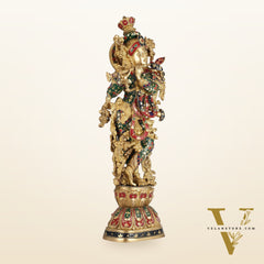 Divine Brass Handcrafted Ever Smiling Krishna Kanhaiya Statue 29"