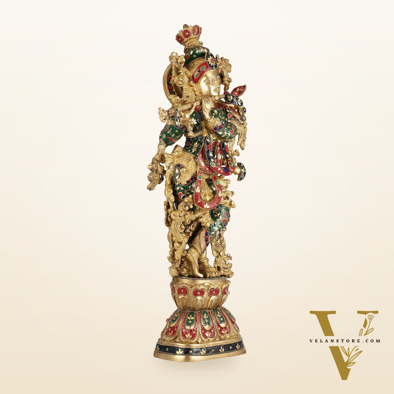 Divine Brass Handcrafted Ever Smiling Krishna Kanhaiya Statue 29"