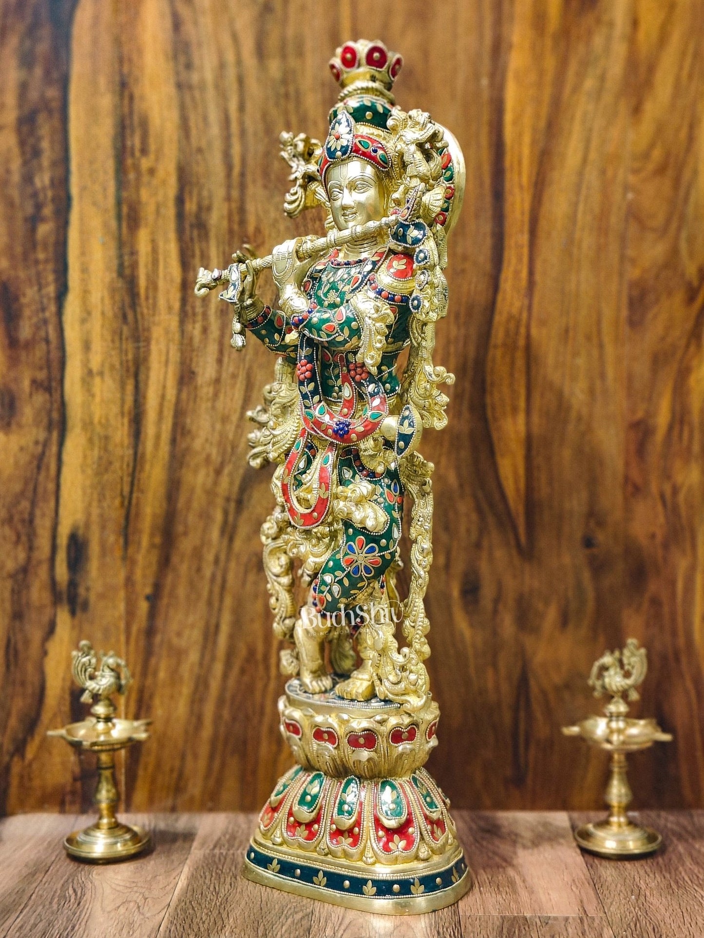 Divine Brass Handcrafted Ever Smiling Krishna Kanhaiya Statue 29"