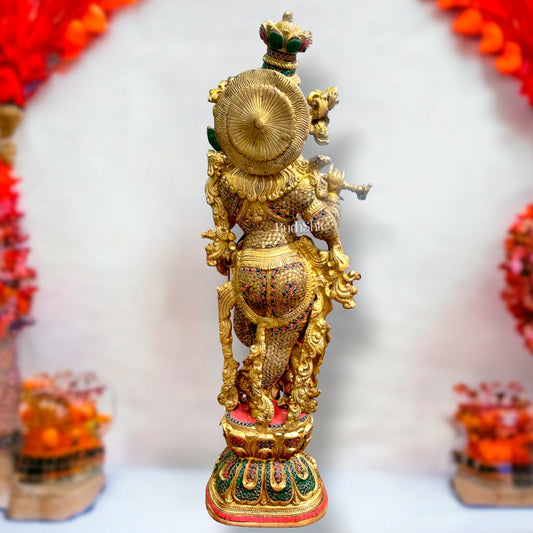 Divine Brass Handcrafted Ever Smiling Krishna Kanhaiya Statue 29"