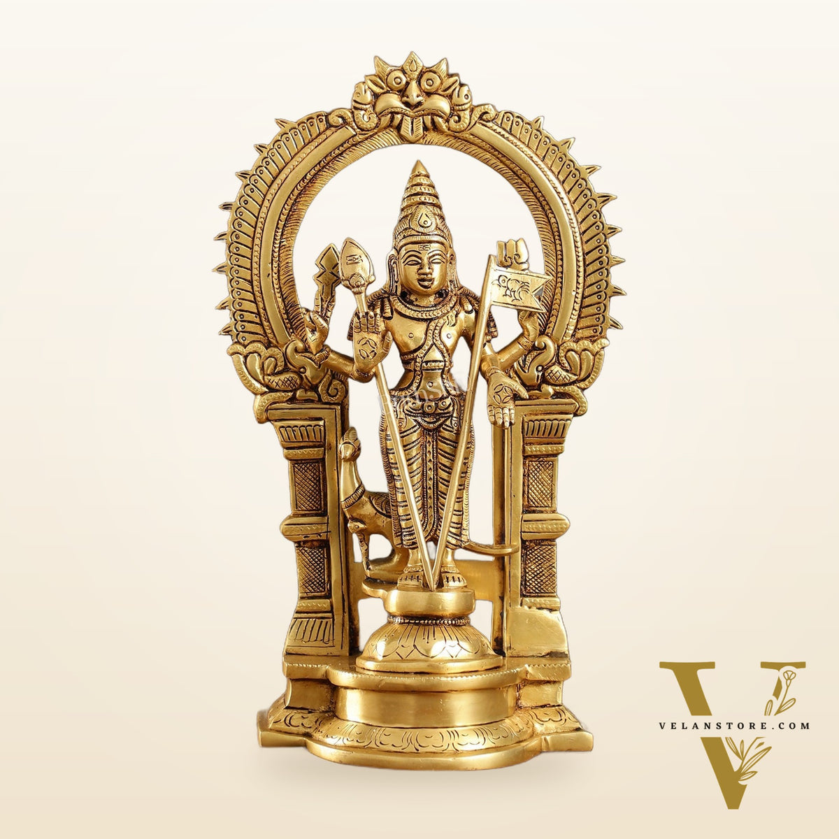 Divine Brass Kartikeya Lord Murugan Swamy Statue - 12.5" Inches