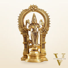 Divine Brass Kartikeya Lord Murugan Swamy Statue - 12.5" Inches