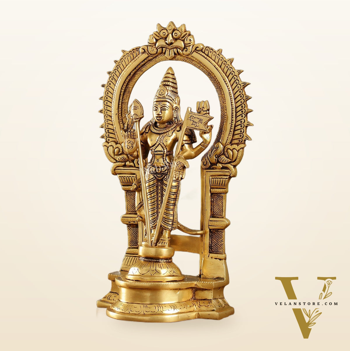 Divine Brass Kartikeya Lord Murugan Swamy Statue - 12.5" Inches