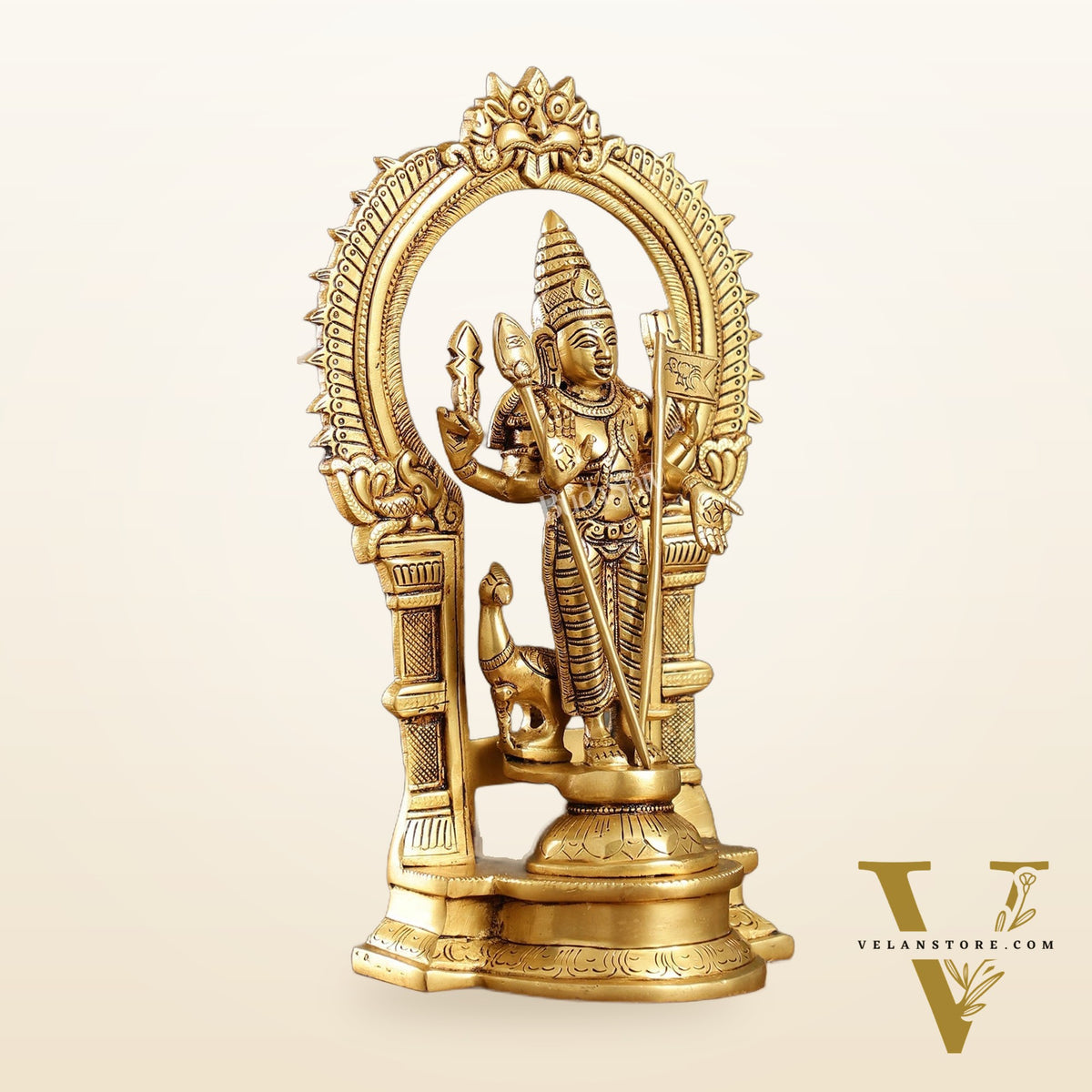 Divine Brass Kartikeya Lord Murugan Swamy Statue - 12.5" Inches