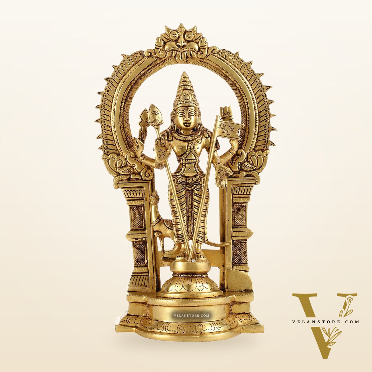 Divine Brass Kartikeya Lord Murugan Swamy Statue - 12.5" Inches