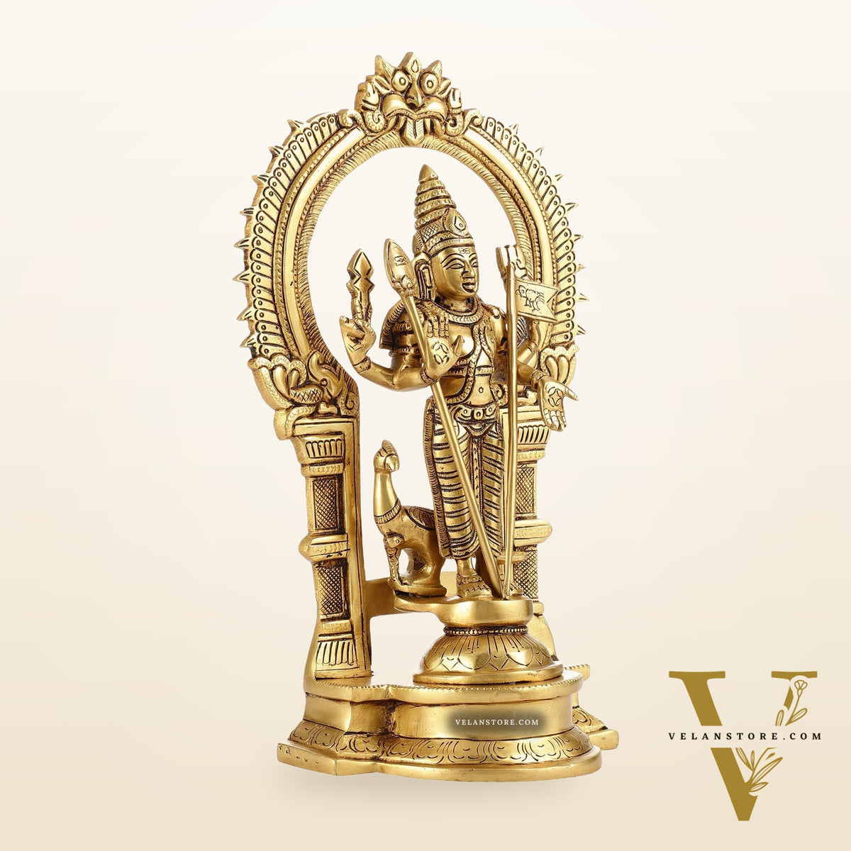 Divine Brass Kartikeya Lord Murugan Swamy Statue - 12.5" Inches