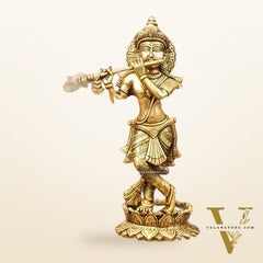 Divine Brass Krishna Flute Statue | Height 12 Inch