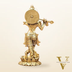 Divine Brass Krishna Flute Statue | Height 12 Inch