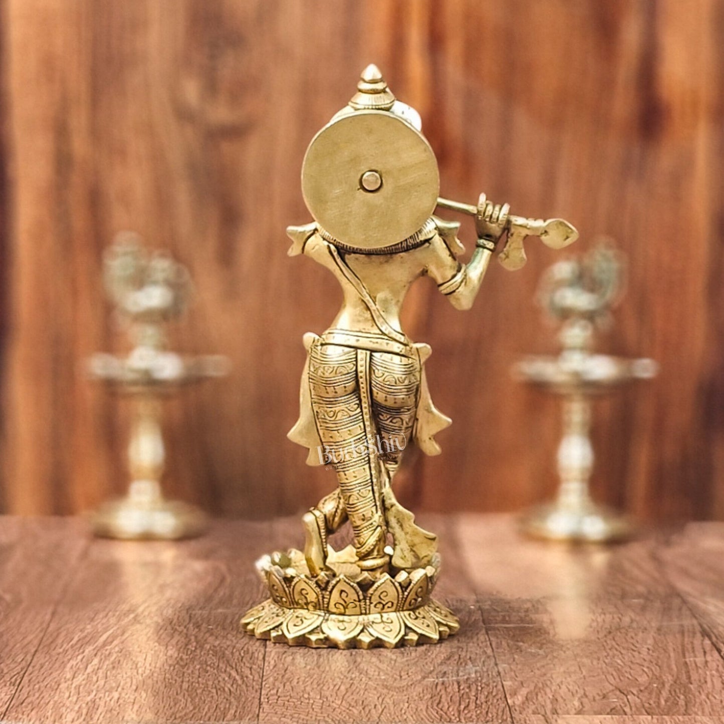 Divine Brass Krishna Flute Statue | Height 12 Inch