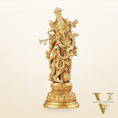 Divine Brass Krishna Idol 15"