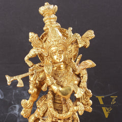 Divine Brass Krishna Idol 15"