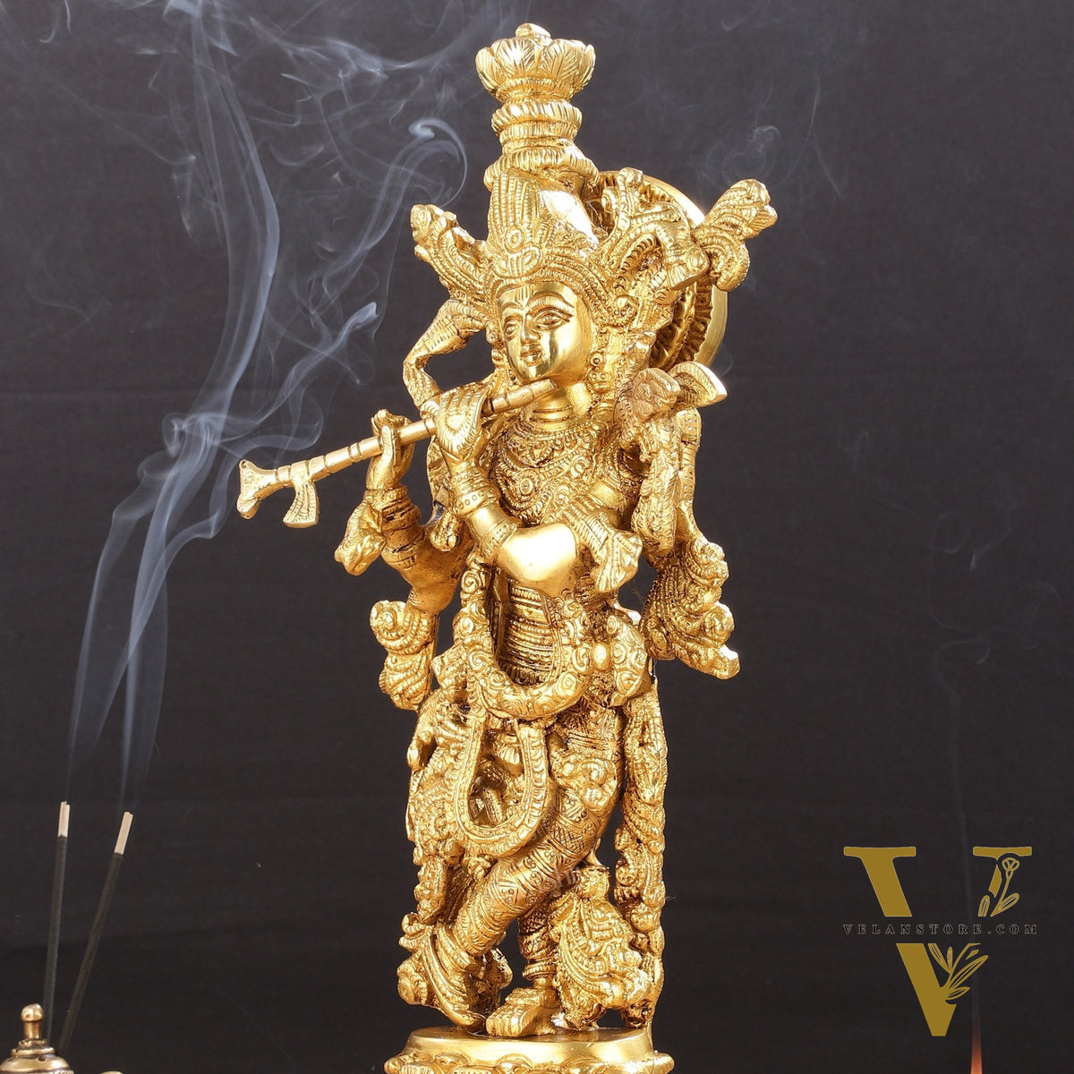 Divine Brass Krishna Idol 15"