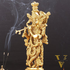 Divine Brass Krishna Idol 15"