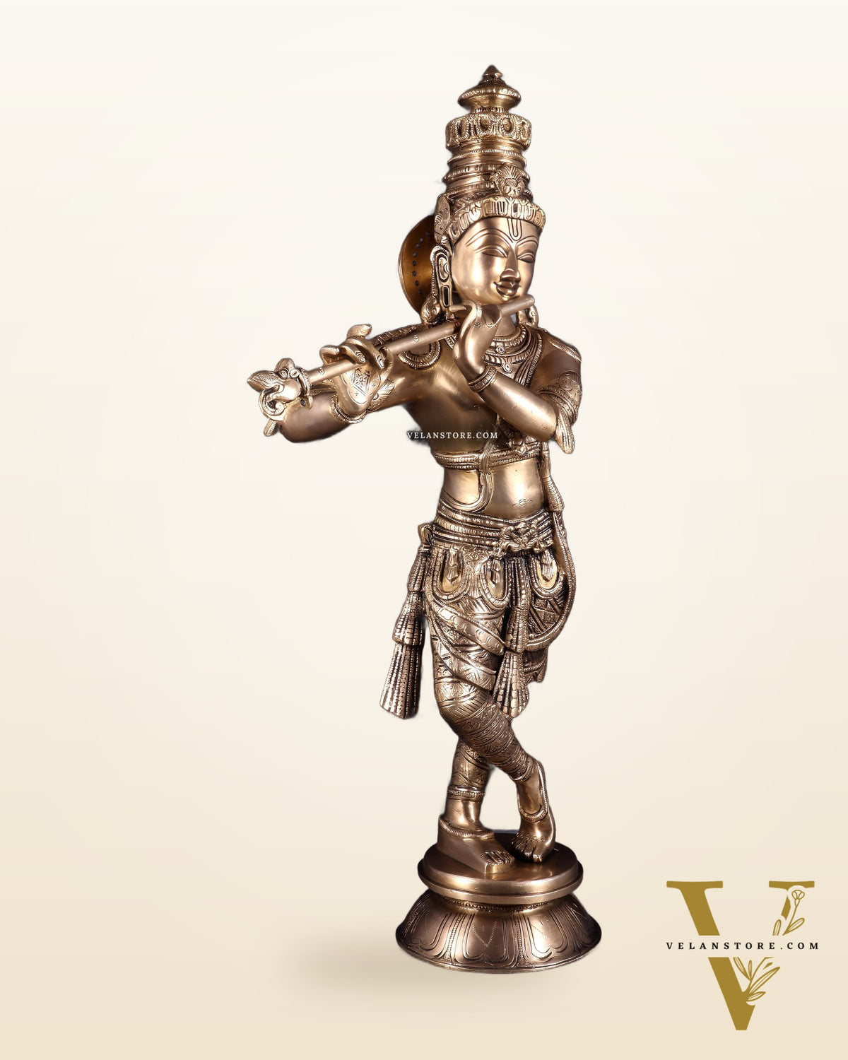 Divine Brass Krishna Idol | 23 inch