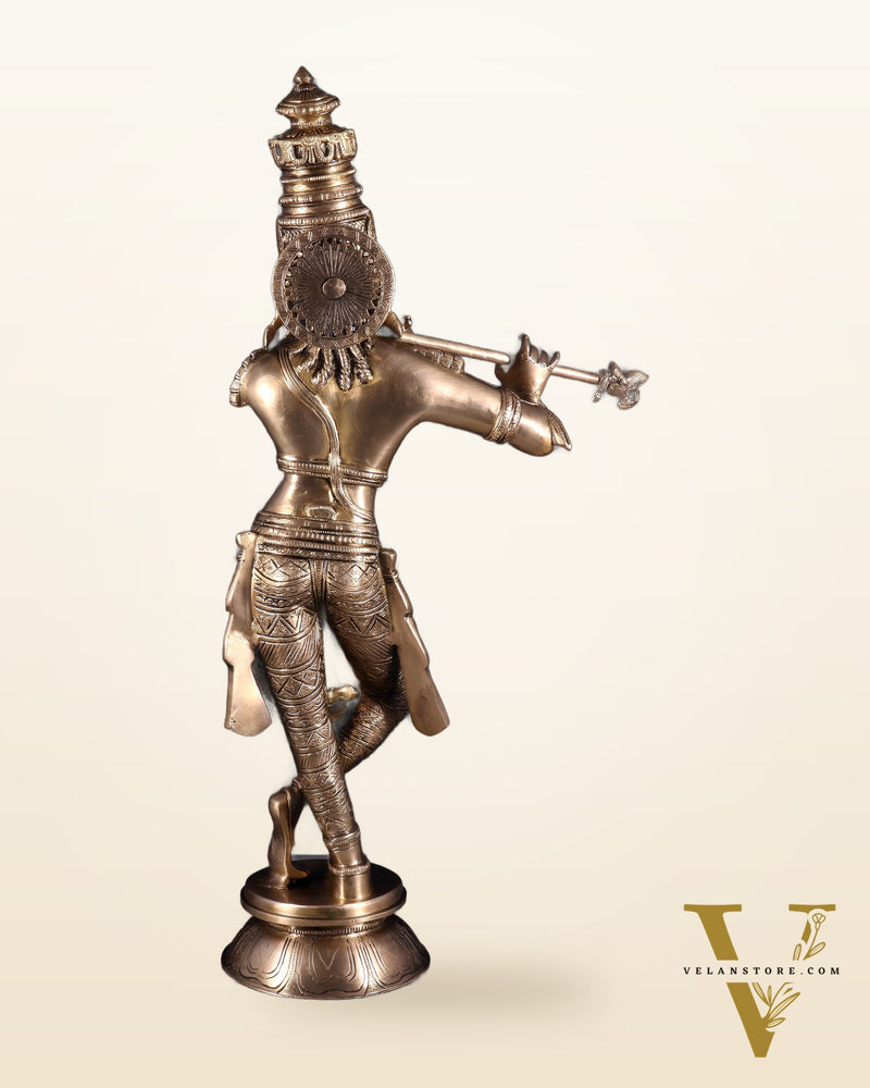 Divine Brass Krishna Idol | 23 inch