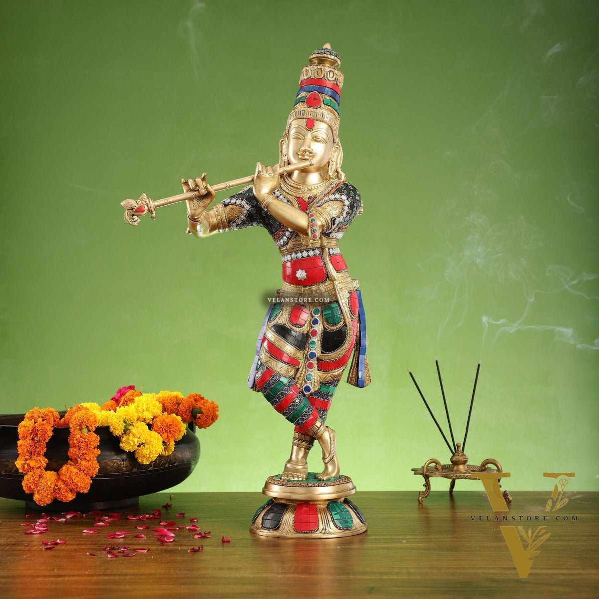 Divine brass Krishna Idol |  Height 23 Inch