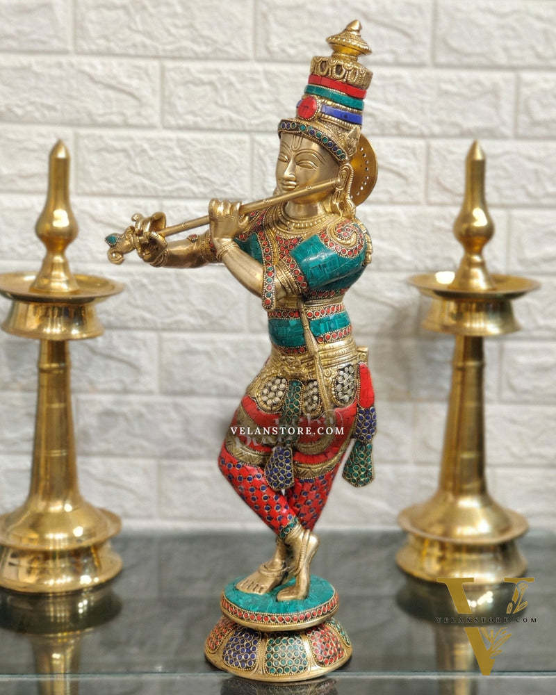 Divine brass Krishna Idol |  Height 23 Inch