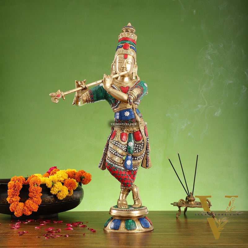 Divine brass Krishna Idol |  Height 23 Inch