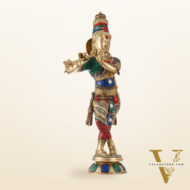 Divine brass Krishna Idol |  Height 23 Inch