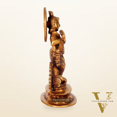 Divine Brass Krishna Idol with Peacock | Height 6.5 Inch