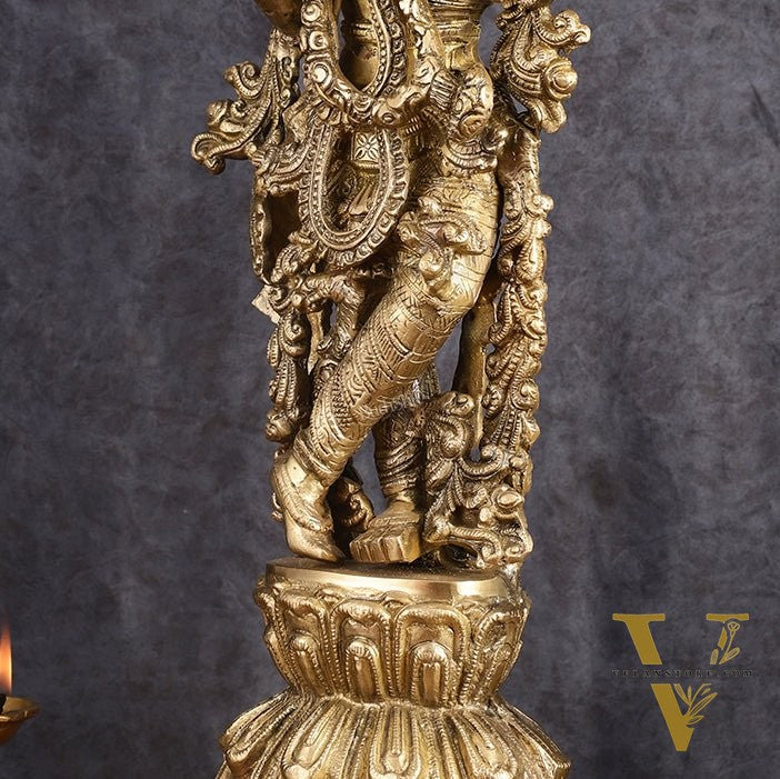 Divine Brass Krishna Playing Flute Statue - 24 Inches