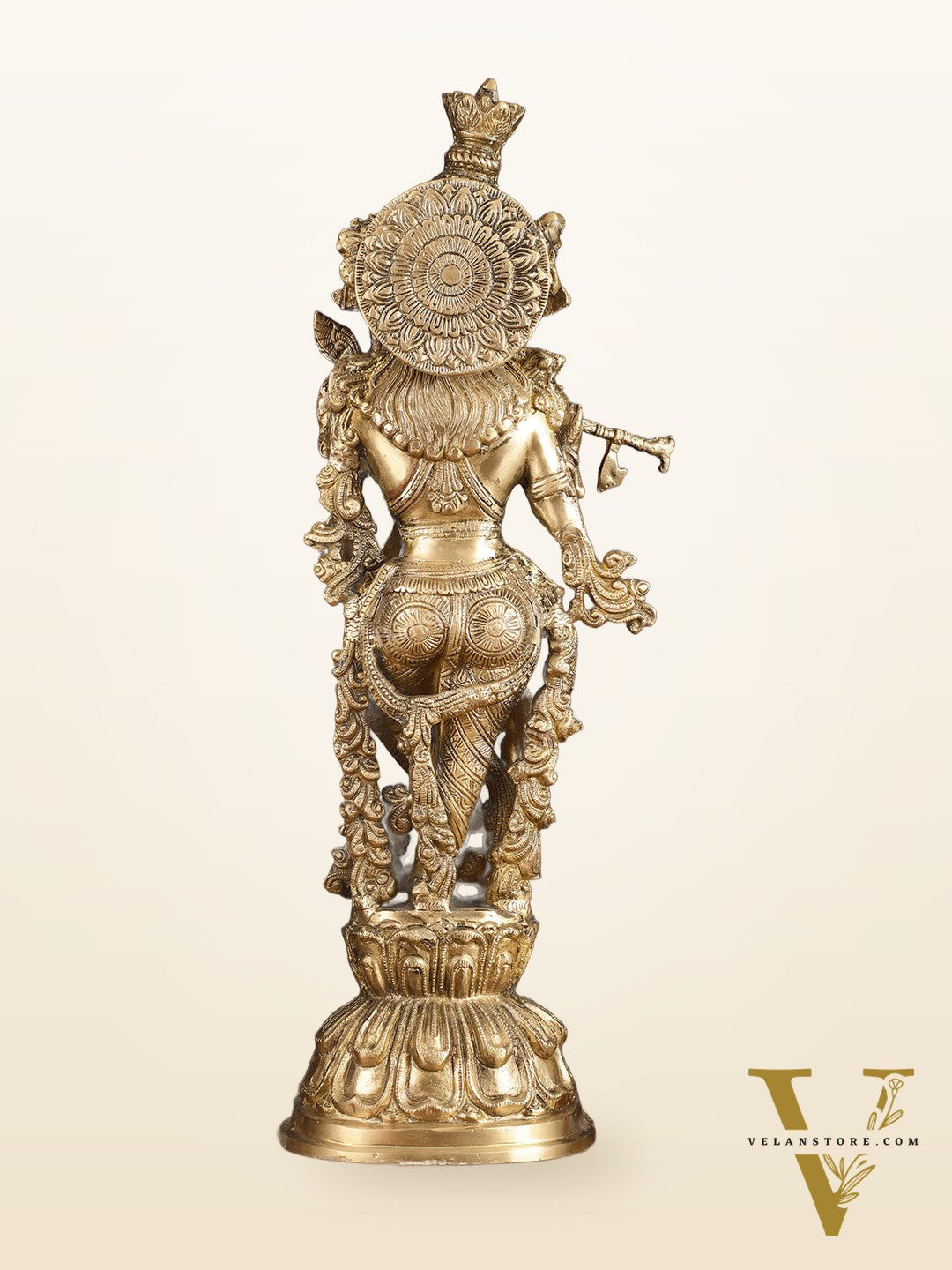 Divine Brass Krishna Playing Flute Statue - 24 Inches