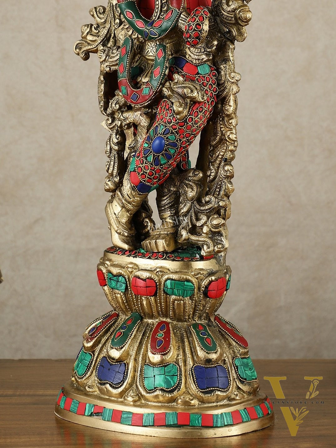 Divine Brass Krishna Playing Flute Statue - 24 Inches