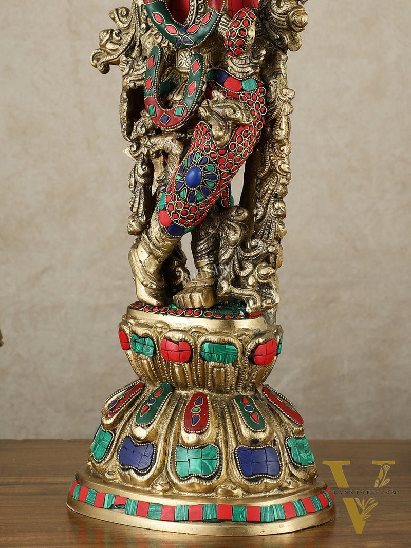 Divine Brass Krishna Playing Flute Statue - 24 Inches