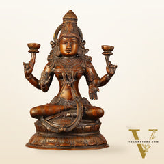 Divine Brass Lakshmi Idol - 11" Height | Antique Bronze Touch
