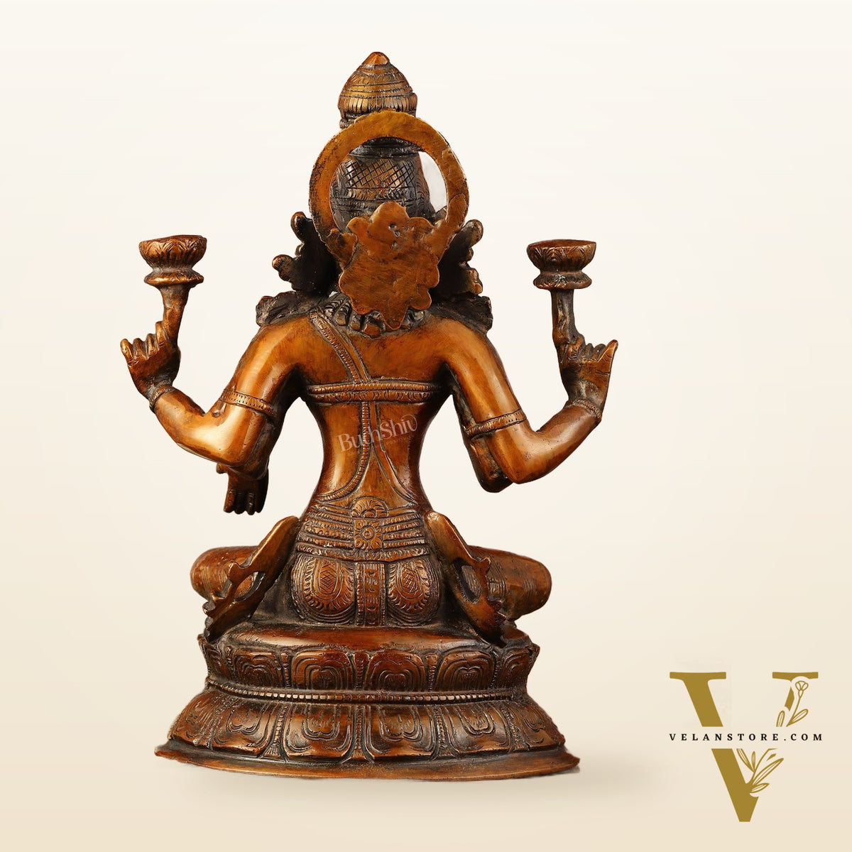 Divine Brass Lakshmi Idol - 11" Height | Antique Bronze Touch