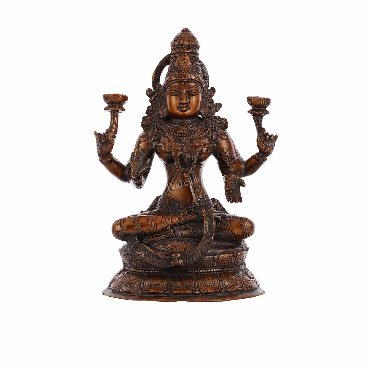 Divine Brass Lakshmi Idol - 11" Height | Antique Bronze Touch