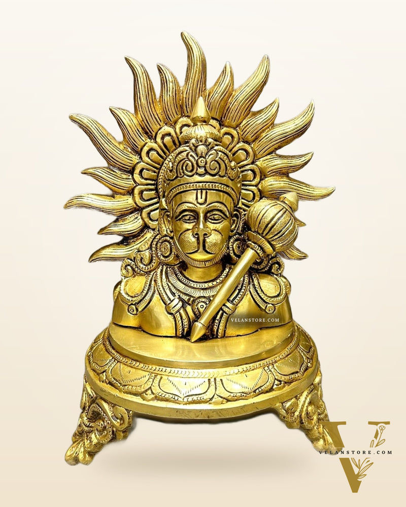 Divine Brass Lord Hanuman Head 9.5 inch