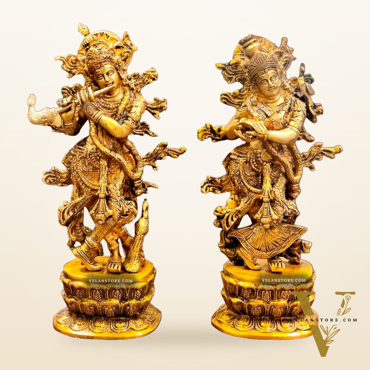 Divine Brass Radha Krishna Idols | 12" Height