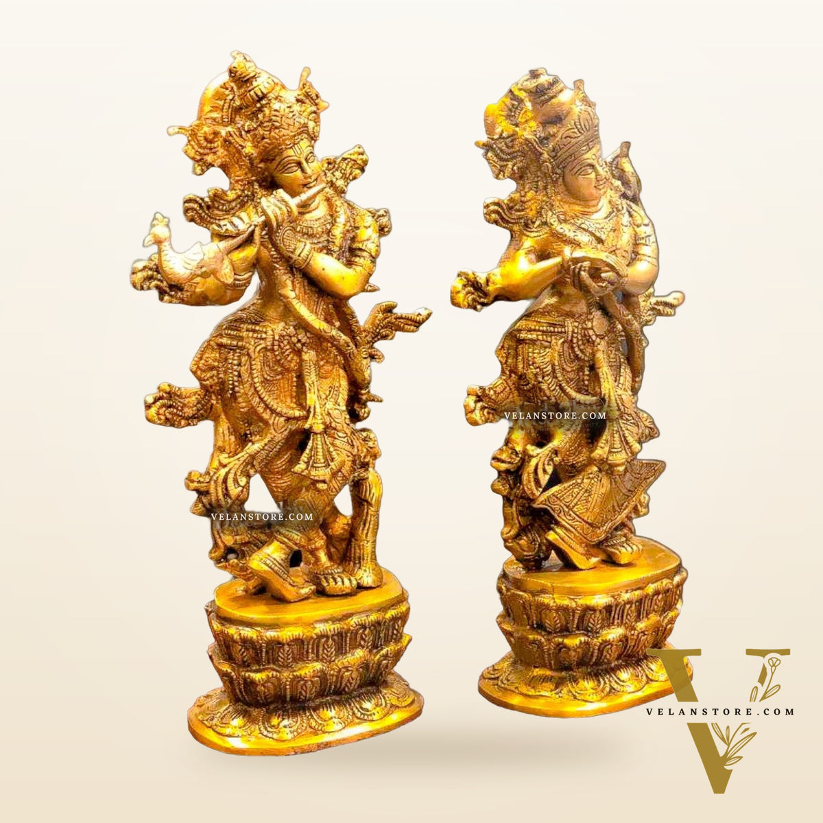 Divine Brass Radha Krishna Idols | 12" Height