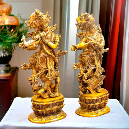 Divine Brass Radha Krishna Idols | 12" Height