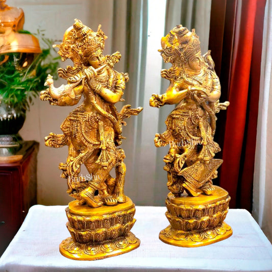 Divine Brass Radha Krishna Idols | 12" Height