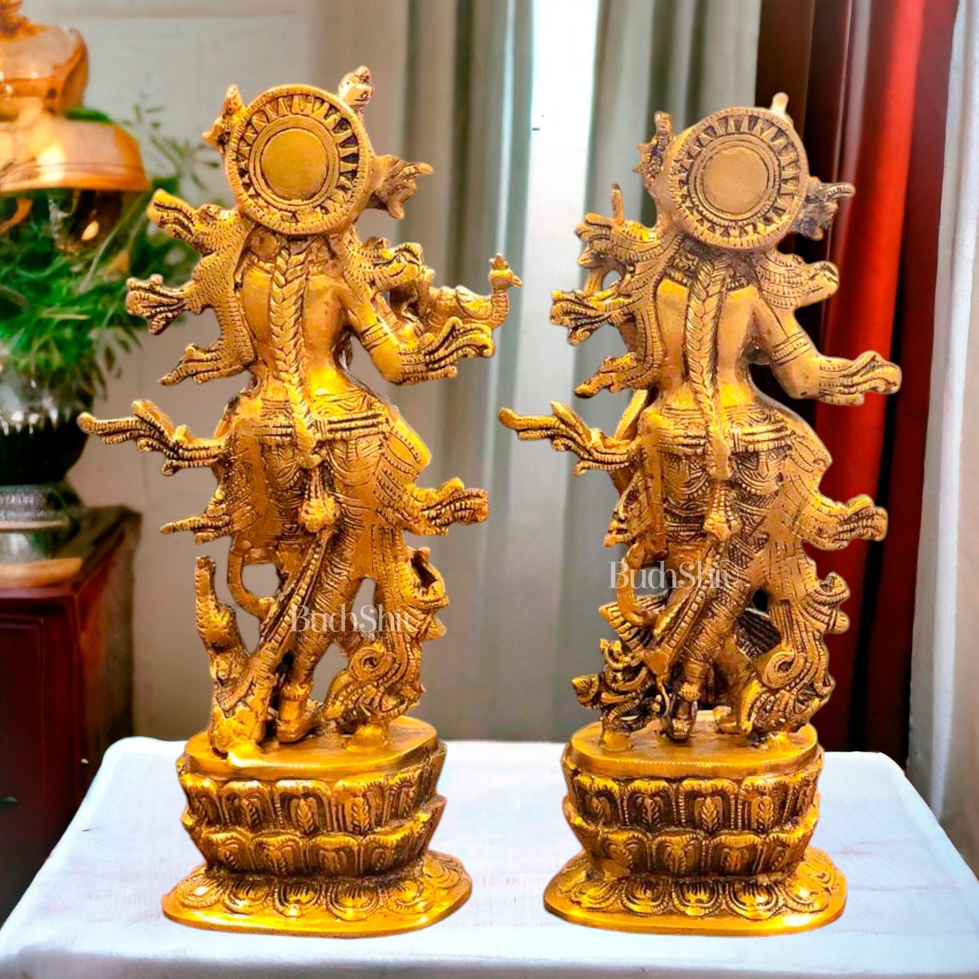 Divine Brass Radha Krishna Idols | 12" Height