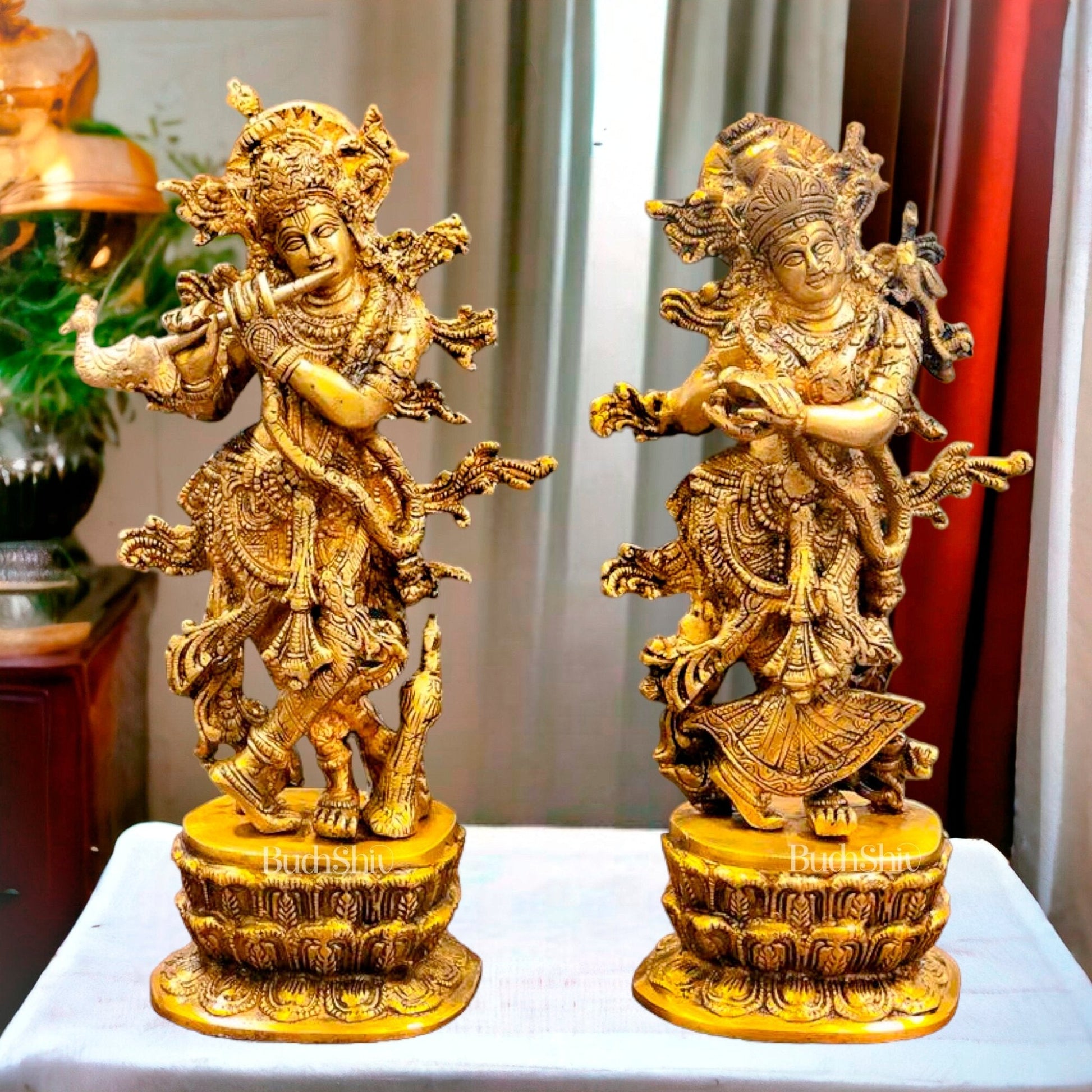 Divine Brass Radha Krishna Idols | 12" Height