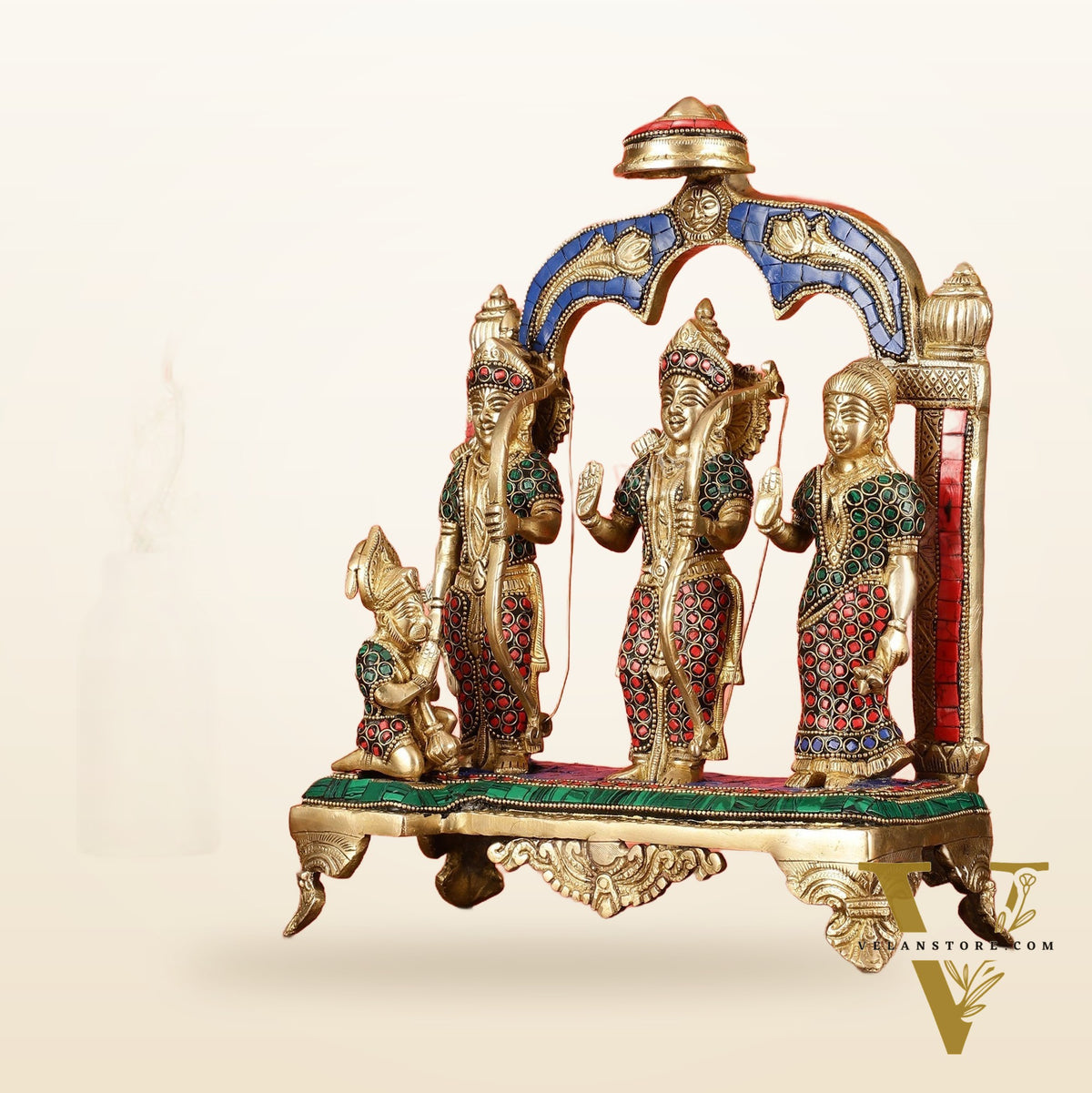 Divine Brass Ram Darbar with Natural Stone Dressing - 13 Inches