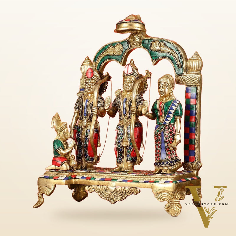 Divine Brass Ram Darbar with Natural Stone Dressing - 13 Inches