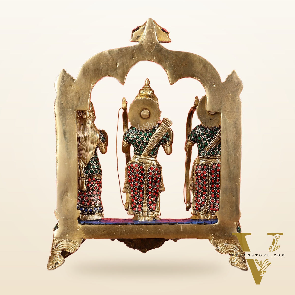Divine Brass Ram Darbar with Natural Stone Dressing - 13 Inches