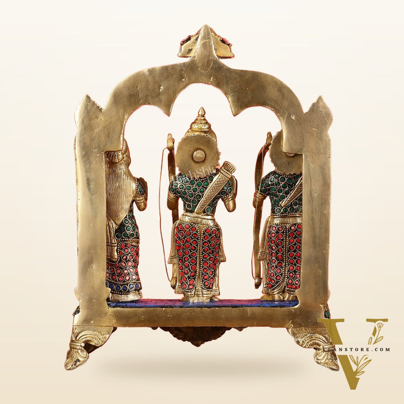 Divine Brass Ram Darbar with Natural Stone Dressing - 13 Inches