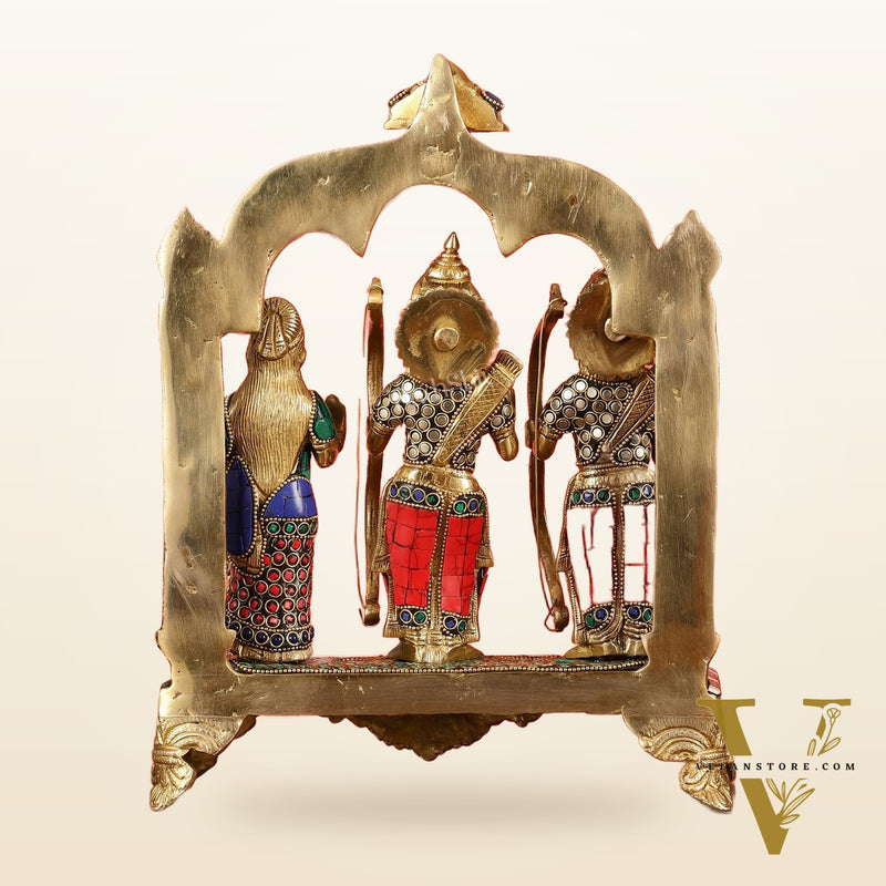 Divine Brass Ram Darbar with Natural Stone Dressing - 13 Inches