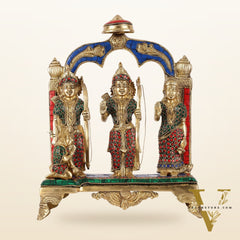 Divine Brass Ram Darbar with Natural Stone Dressing - 13 Inches
