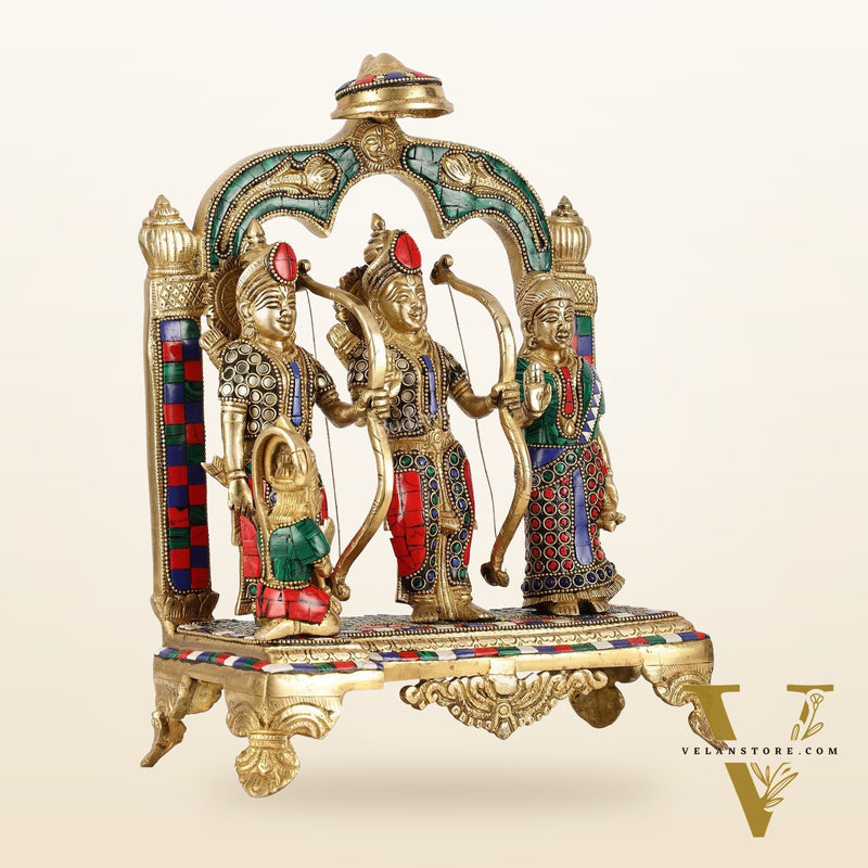 Divine Brass Ram Darbar with Natural Stone Dressing - 13 Inches